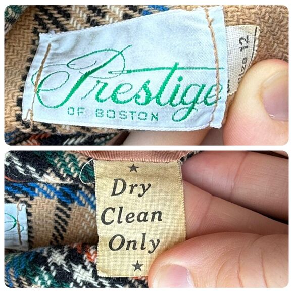 Vintage Prestige of Boston 60s/70s Plaid Blazer in Tan/Multi Plaid | Size 12 - Picture 5 of 5